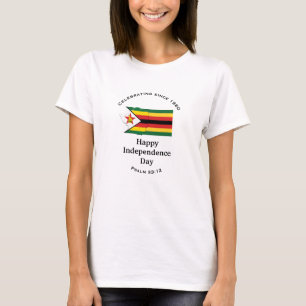 ZIMBABWE ONAFHANKELIJKHEID Vlag Kaart WIT T-shirt
