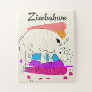 Zimbabwe retro reislogo legpuzzel