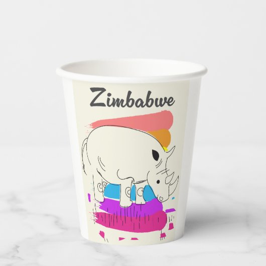 Zimbabwe retro reizen logo papieren bekers (Voorkant)