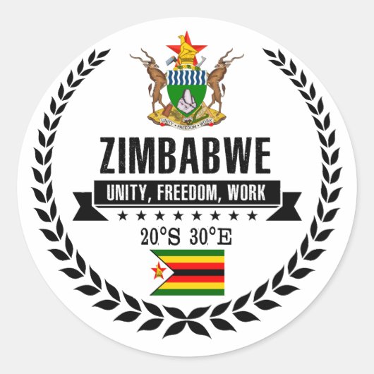 Zimbabwe Ronde Sticker (Voorkant)