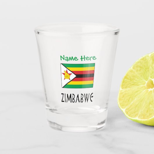 Zimbabwe vlag groene personalisatie shot glas (Voorkant)