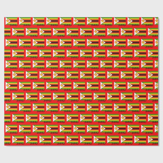 Zimbabwe Wrapping Paper, Zimbabwe Flag Patriot Red Cadeaupapier (Vlak)