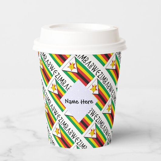 Zimbabwe Zimbabwaanse vlag betegeld gepersonalisee Papieren Bekers (Voorkant)