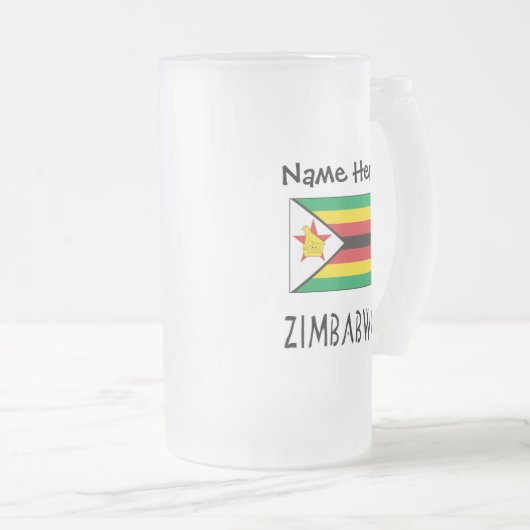 Zimbabwe Zimbabwaanse vlag gepersonaliseerd Matglas Bierpul (Voorkant rechts)