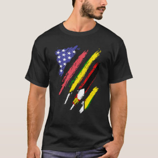 Zimbabwean American Patriot Grown Heart Flag Strip T-shirt