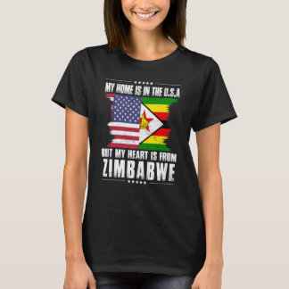 Zimbabwean American Patriot Grown Proud Home Heart T-shirt