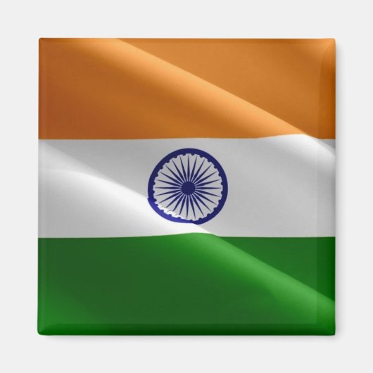 zIN002 Indien agitant DRAPEAU Inde, Aimant frigo (Devant)