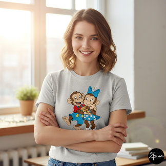 Zina and Mimo with a slice of pizza. T-shirt