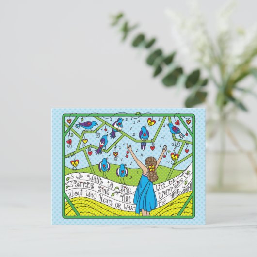 Zing als de vogels Sing_ Briefkaart (Staand voorkant)