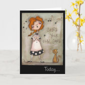 Zing je eigen lied - Birthday Kaart (Gele Bloem)