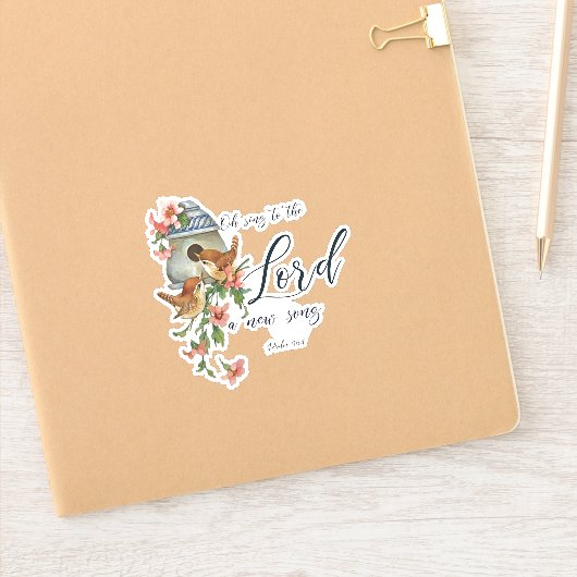 Zing tot de Heer, vogels en huis Sticker (Notitieboek)