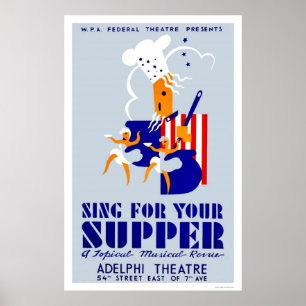 Zing voor Supper Musical 1939 WPA Poster