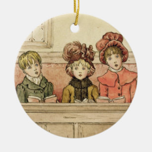 Zingen in de kerk (met papier) keramisch ornament