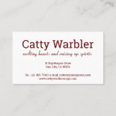 Zingen Kat coloratuursopraan grappig Visitekaartje (Achterkant)