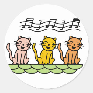 Zingen Katten Tshirts en geschenken Ronde Sticker