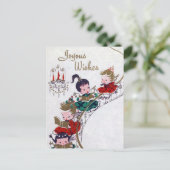 Zingen Kerst retro  Angels briefkaart (Staand voorkant)