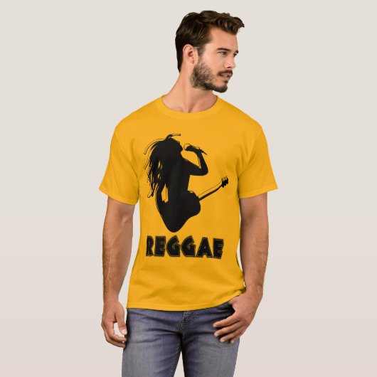 Zingen Reggae Muziek Rasta Rastaman Gitaar Playing T-shirt (Voorkant volledig)