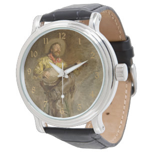 Zingen Spaanse cowboy en banjo spelen Trail Song Horloge