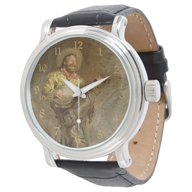 Zingen Spaanse cowboy en banjo spelen Trail Song Horloge (Gekanteld)