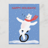 Zingen Unicycle Polar Beer Kerst Schattigee Custom Feestdagenkaart (Voorkant)