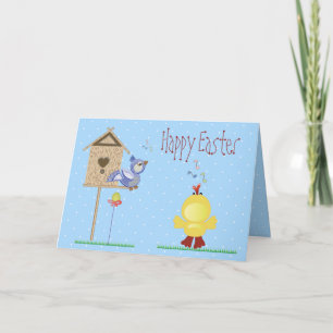 Zingen van Easter Chick & Bird Feestdagen Kaart