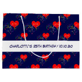 Zingend Heart Pattern. Rode harten, kleurrijke not Groot Cadeauzakje (Achterkant)