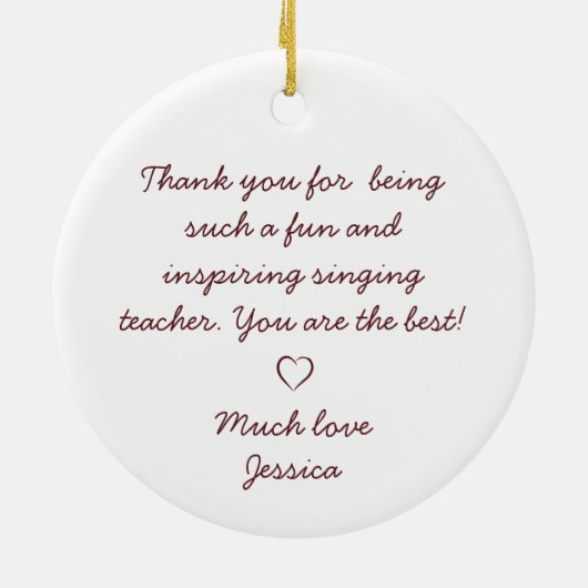 Zingend Leraar Kerst Custom Gift Ornament (Achterkant)