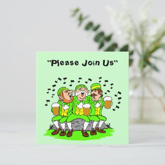 Zingend met Beer St. Patrick's Day Uitnodiging (Staand voorkant)