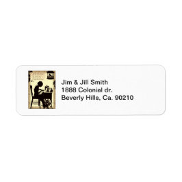 Zingend naaiende dame sprookje gedicht etiket