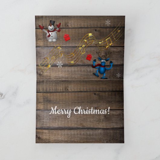 Zingend voor de sneeuwman en rendieren kaart (Binnen)