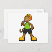 Zingende aap met microfoon en hoofdtelefoon briefkaart (Voorkant / Achterkant)