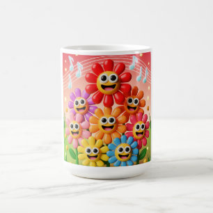 Zingende Bloemen Illustratie met Muzieknoten Koffiemok
