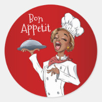 Zingende Chef Vrouw op Rode Achtergrond