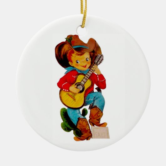 Zingende Cowboy Kind Keramisch Ornament (Voorkant)