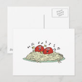 zingende gehaktballen op spaghetti briefkaart (Voorkant / Achterkant)