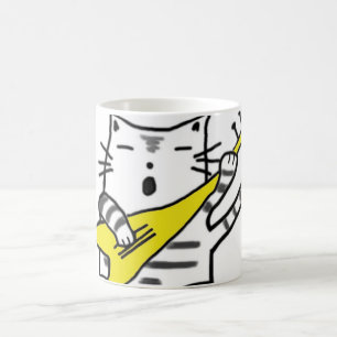 Zingende kat - geel koffiemok