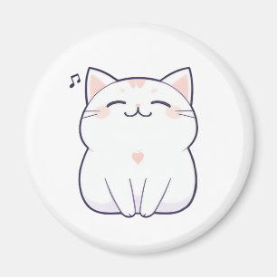 Zingende Kat met Muzieknoot Kawaii-ontwerp Magneet