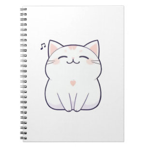 Zingende Kat met Muzieknoot Kawaii-ontwerp Notitieboek