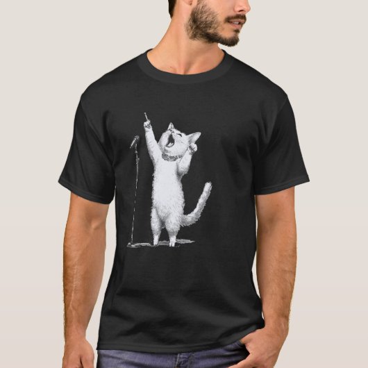 Zingende Kat Microfoon Enthousiast T-shirt (Voorkant)