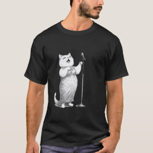 Zingende Kat Microfoon Podium Ster Leuk T-shirt