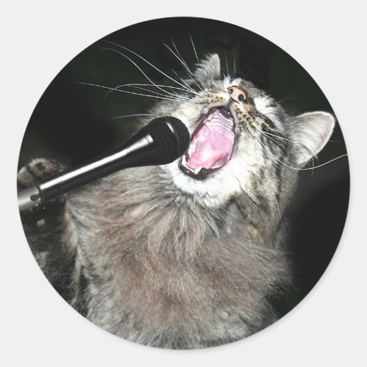 Zingende kat ronde sticker (Voorkant)