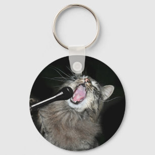 Zingende kat sleutelhanger