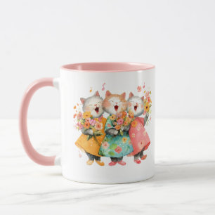 Zingende Katten met Boeketten Mok