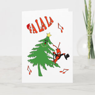 Zingende kerstboom met langoesten / kreeft feestdagen kaart