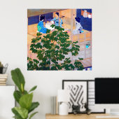 Zingende les Kawase Hasui 1915 Scherm met twee bee Poster (Thuiskantoor)