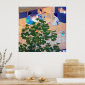 Zingende les Kawase Hasui 1915 Scherm met twee bee Poster (Keuken)