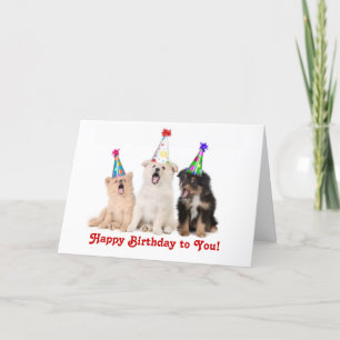 Zingende Puppies Birthday Card Kaart
