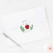 Zingende Sneeuwman Ronde Sticker (Envelop)