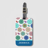 Zingende Vogel en Mandala Folk Pattern Persoonlijk Bagagelabel (Voorkant (verticaal))