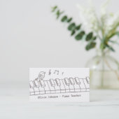 Zingende vogel op Piano Doodle Music Piano Teacher Visitekaartje (Staand voorkant)